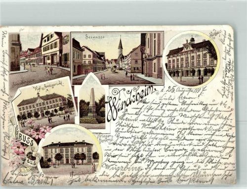 Bad Windsheim 1897 Rathaus Seegasse Kgl. Amtsgericht Töchterheim