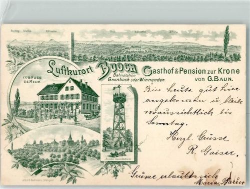 Buoch Gasthaus Pension Zur Krone G. Baun Aussichtsturm Vorläufer