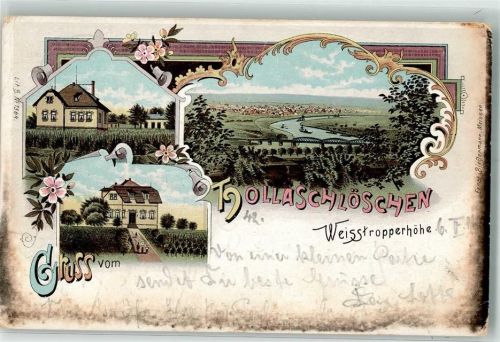 Weistropp 1917 Gasthaus Hollaschlößchen Eisenbahnbrücke