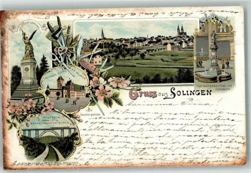 Solingen 1898 Kriegerdenkmal Denkmal Der Waffenschmied Eisenbahnbrücke Bahnpost Aachen-Kassel