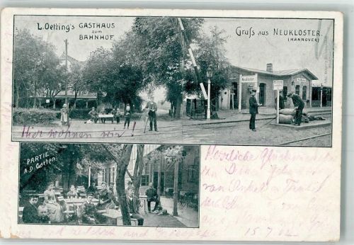 Neukloster 1909 Gasthaus zum Bahnhof Garten Bahnhof