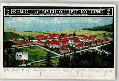 09111 O9000 Chemnitz , Sachs 1916 Lithographie König Friedrich August-Kaserne