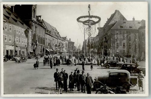 Ingolstadt WK II Marktplatz Maibaum Ort handschriftlich