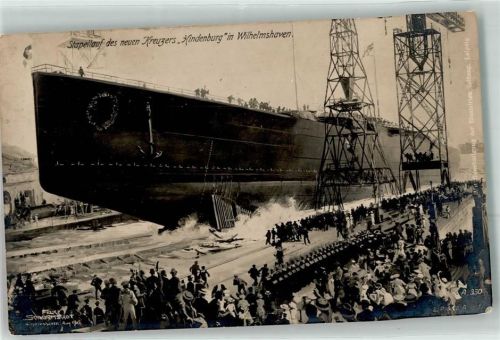 Wilhelmshaven Marineschiffspost Nr. 9 14.10.16 - Stapellauf des Kreuzers Hindenburg sign. Schwarmstädt