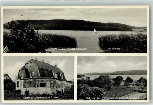 Timmendorf WK II Am Dieksee Segelboot Gasthaus zu den 5 Seen Bahnpost Kiel