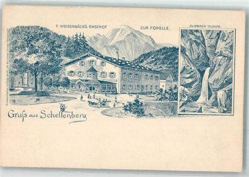 Schellenberg Vorläufer Gasthaus zur Forelle Almbach-Klam frühe AK