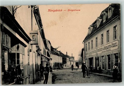 Königsbrück 1915 Königsstraße Manufaktur & Modewaren-Haus Radfahrer