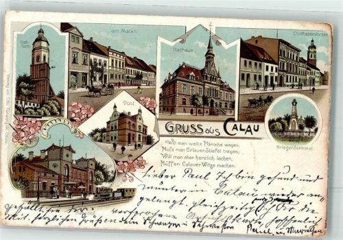 Calau 1901 Kriegerdenkmal Bahnhof Am Markt Rathaus Post