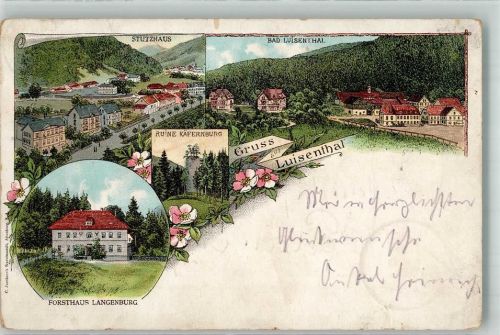 Luisenthal 1898 Stutzhaus Ruine Käfernburg Forsthaus Langenburg Bahnpost Zug 542