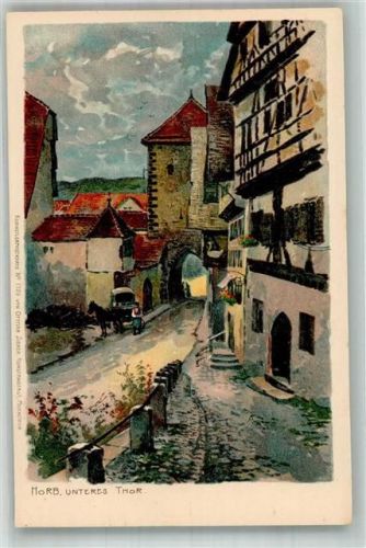 W7240 Horb am Neckar Fritz Bergen Nr. 1729 Unteres Tor Zieher Ottmar 1900 Lithographie