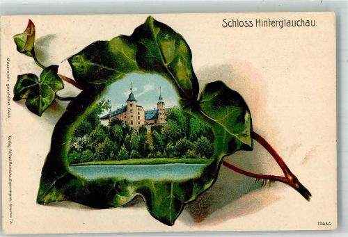 08371 O9610 Glauchau 1920 Prägedruck Passepartout Blütenblatt Schloß Hinterglauchau