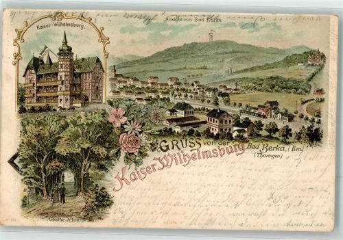 99438 O5302 Bad Berka 1898 Lithographie Kaiser Wilhelmsburg Goethe-Allee