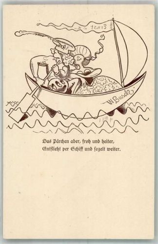 Serie I Nr. 12 Aus den fliegenden Blättern Pärchen im Segelboot
