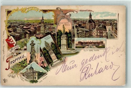 Opava 1900 Kaiser Franz Franz II.- Schiller- u. Engelsberg Denkmal Ottmar Zieher