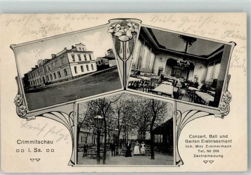 Crimmitschau 1918 Garten-Etablissement Zimmermann Ballsaal Garten