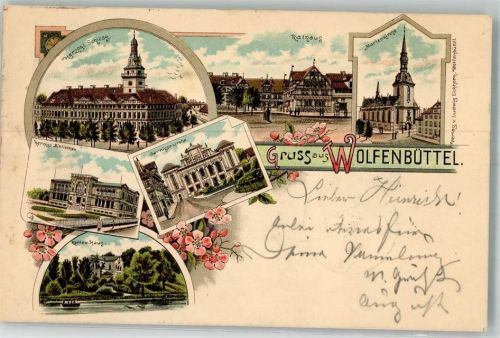 Wolfenbüttel 1899 Herzogl. Schloß Garnisionskirche Kaffee-Haus Rathaus Marienkirche