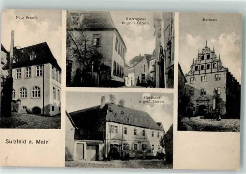 Sulzfeld Rathaus Neue Schule Gasthaus zum goldenen Löwen