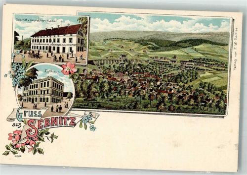 Sebnitz Lithographie Gasthaus zum Deutschen Kaiser Zollhaus