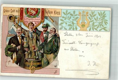 Stetten 1901 Sangesbrüder mit Pokal Wein