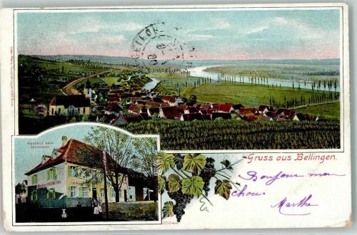 Bad Bellingen 1906 Gasthaus zum Hirschen Weintrauben Weinreben