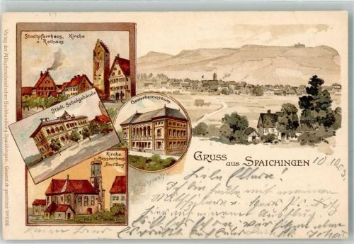 Spaichingen 1903 Stadtpfarrhaus Städt. Schulgebäude Messnerhaus Rathaus Gewerbemuseum