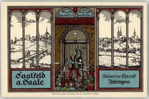 Saalfeld Steinerne Chronik Thüringens "Sturm auf das Benediktinerkloster"