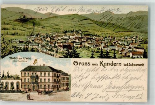 Kandern 1905 Hotel zur Krone Bahnhof
