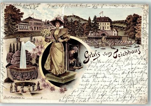 Bad Nauheim 1897 Waage Junge Dame Sprudel Kurhaus Gasthaus Teichhaus