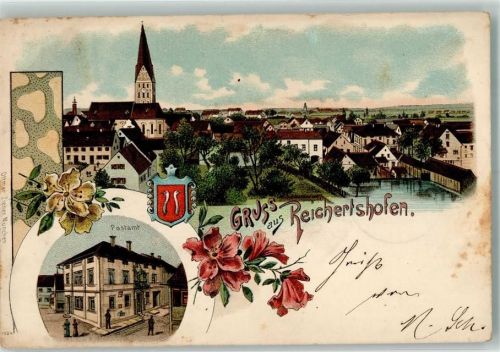 Reichertshofen 1899 Stadtwappen Postamt Pfarrkirche St. Kastelus Verlag Ottmar Zieher-München