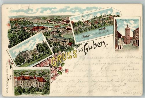 Guben 1899 Theater Neisse Berge Werdertor-Turm