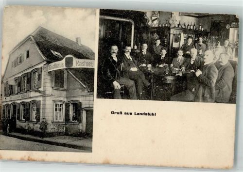 Landstuhl Gasthaus zum Löwen Herrenstammtischrunde Gasthausstempel Foto AK