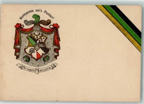 O2808 Neustadt-Glewe normannia sei's Panier Per aspera ad astra Ort lt. Stempel Studentenwappen 1921 Lithographie