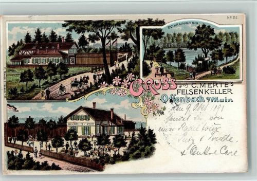 Offenbach 1898 Gruss aus - Restaurant Felsenkeller AK