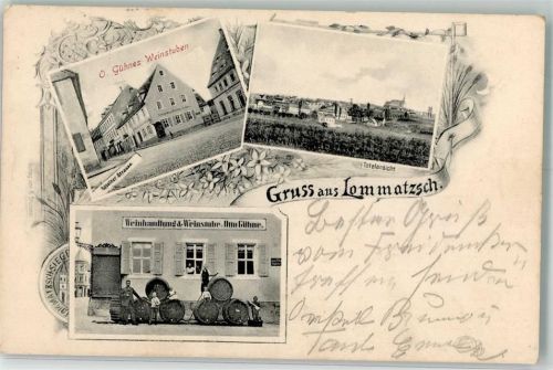 01623 O8260 Lommatzsch Foto AK Weinhandlung und Weinstube Otto Gühne Weinfäßer