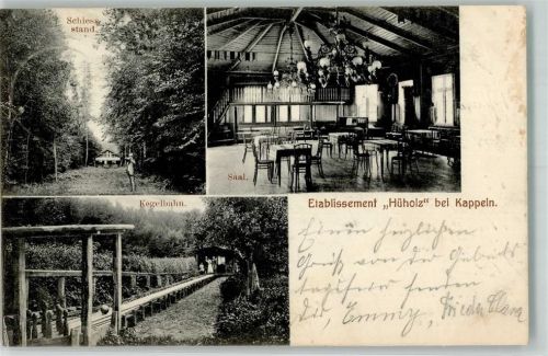 Kappeln 1908 Etablissement Hüholz Saal Kegelbahn Schießstand