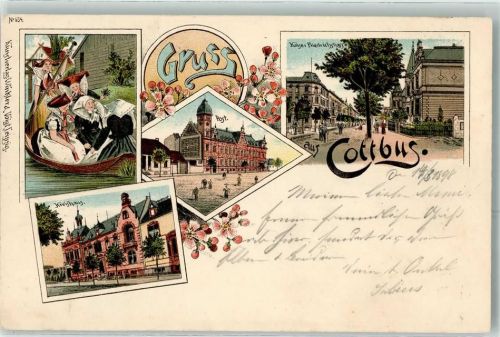 Cottbus 1898 Kreishaus Trachten Post Kaiser Friedrichstraße