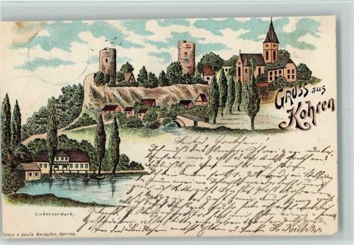 Kohren-Sahlis 1899 Gruss aus - Litho, Eckknick