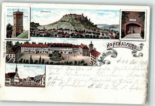 71679 W7144 Hohenasperg 1897 Lithographie Festung Hohenasperg Aussichtsturm Festungshof Schubart-Gefängnis