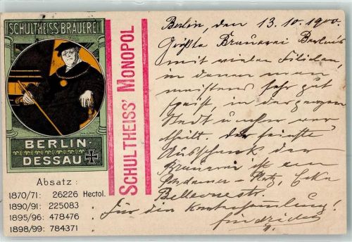 1900 Schultheiss Brauerei , sign. Karl Klimsch AK