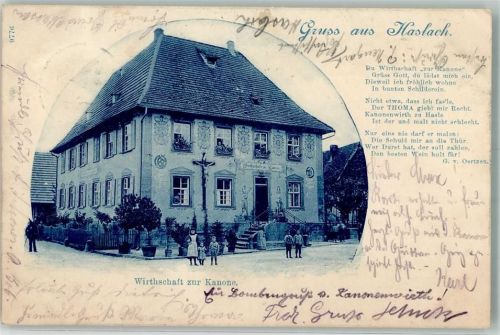 Haslach 1900 Gasthaus zur Kanone Gedicht