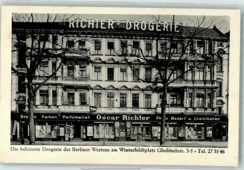 10115 W1000 Schöneberg Foto AK Drogerie des Westens Richter's Drogerie Winterfeldtplatz