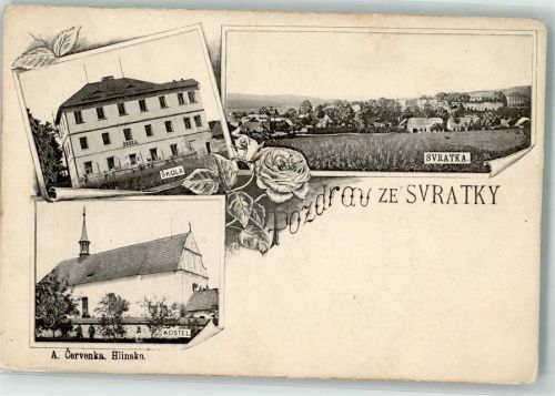 Svratka Skola Schule Kostel Kirche Rose