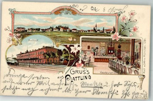 Plattling 1901 Bahnhof Gasthaus Speisezimmer