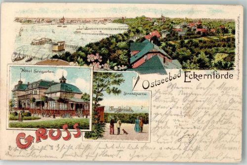 Eckernförde 1906 Hafen Hotel Seegarten Am Strand