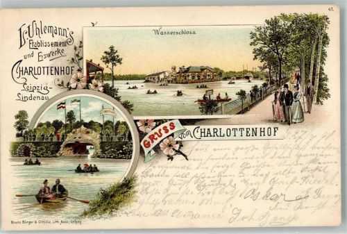 Lindenau 1898 Uhlmann`s Etablissement u. Eisenwerke Charlottenhof