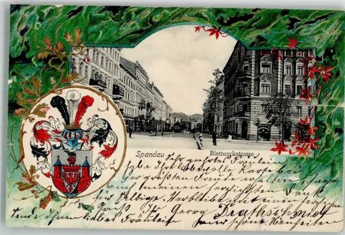 Spandau 1903 Passepartout Wappen Bismarckstraße