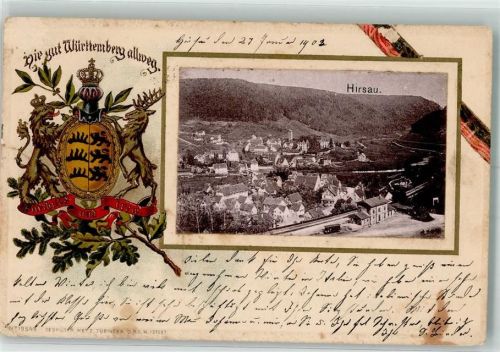 Hirsau Prägedruck Wappen Bahnhof Hirsau Passepartout
