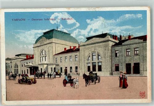 Tarnów 1916 Bahnhof Auto Feldpost kleine Stauchungen