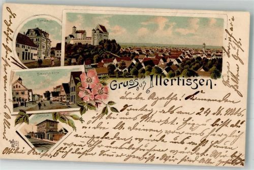 Illertissen 1903 Hauptstraße Rathaus Bahnhof Vöhlinschloß Verlag Ottmar Zieher-München