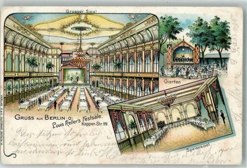 Friedrichshain 1902 Louis Keller's Festsäle Grosser Saal Speisesaal Garten